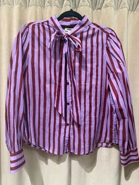 Striped Tie Neck Blouse